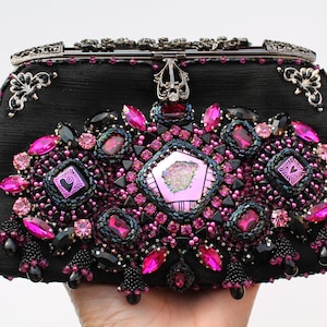 Hand Perlen bestickte Handtasche, Perlen bestickte Kupplung, Perlen Geldbörse, Perlen bestickte Abendtasche