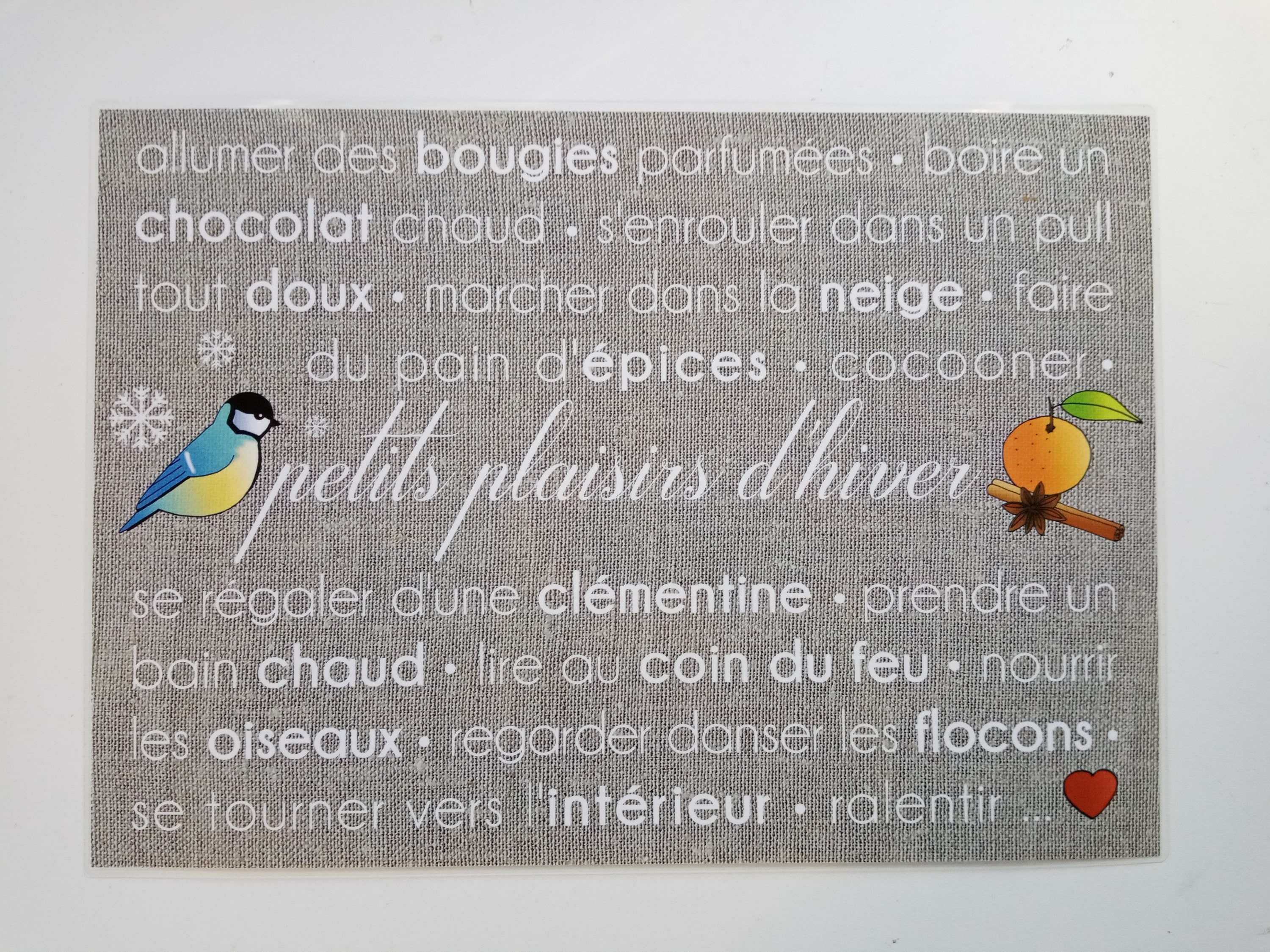 Set de Table Plastifié Petits Plaisirs D Hiver 