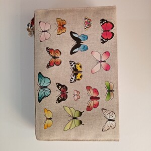 Protège livre de poche en lin naturel illustré planche botanique papillons image 6