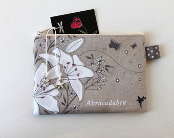 Wallet featuring "Abracadabra" natural linen