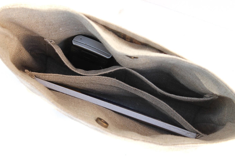 Natural linen bag organizer illustrated little fox