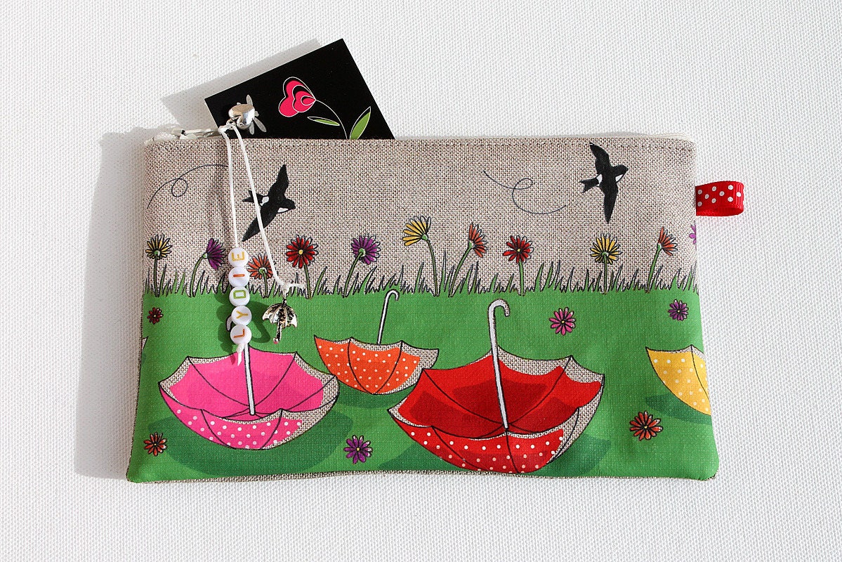 Trousse à Crayons en Lin Naturel avec Illustration Originale Enfin Les Beaux Jours 
