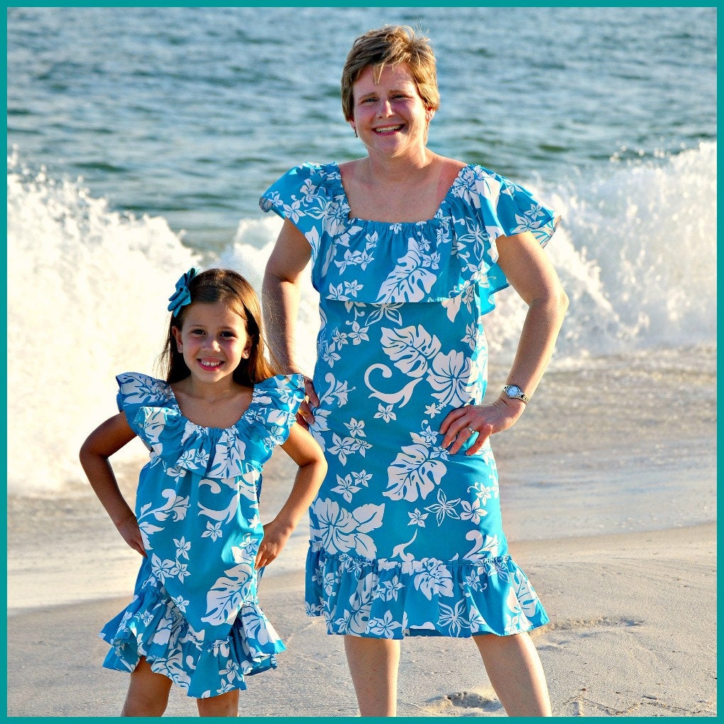 Robe d'été hawaïenne à manches courtes pour fillettes