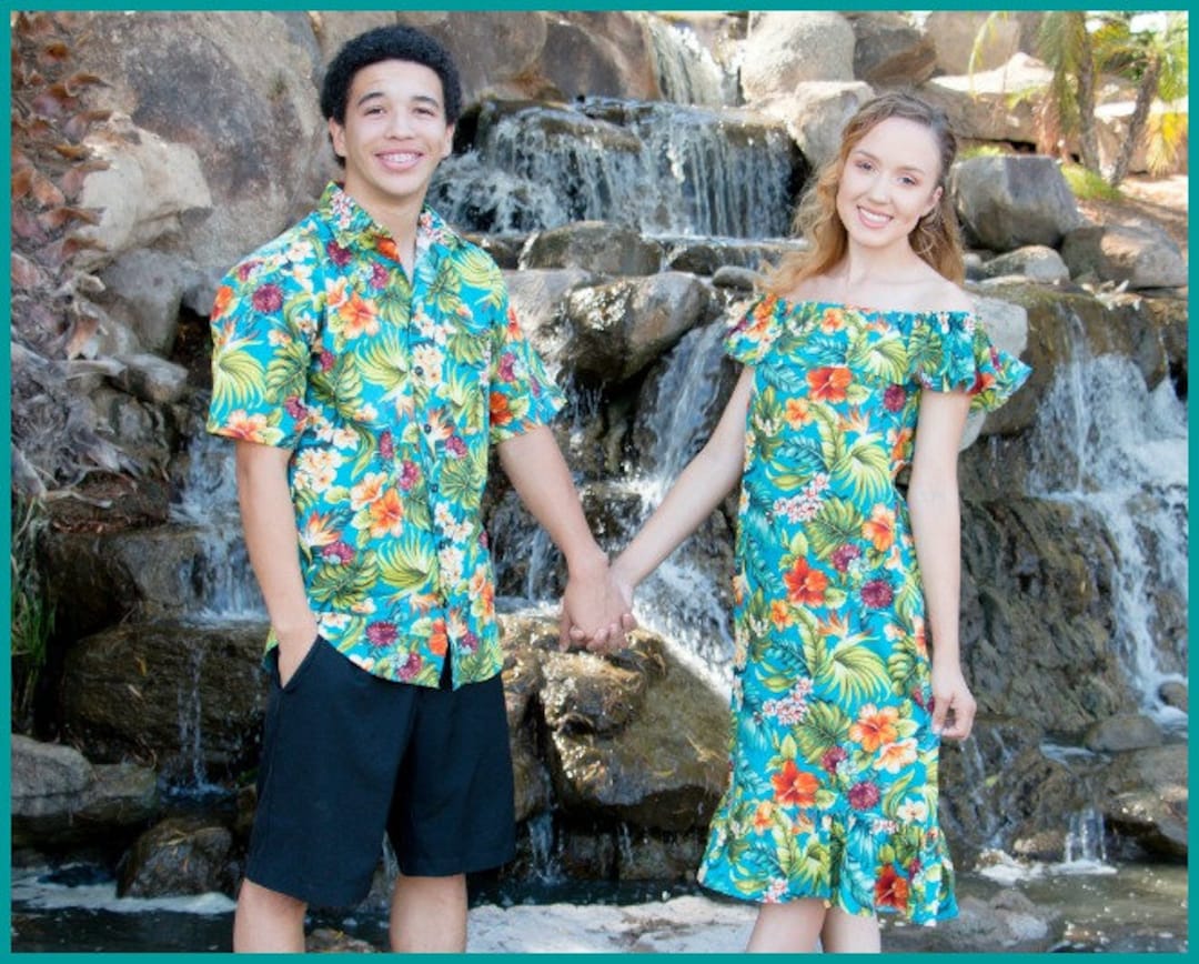 Traje de pareja hawaiano a juego vestido hawaiano para damas - Etsy España