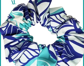 Giant Hawaiian Hair Scrunchie, Blue Hibiscus XL