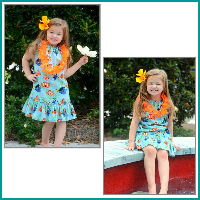 Girls Hawaiian Dress Luau Outfit Disney Luau Dory and Nemo Etsy