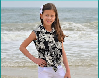 Beachcomber Tie Front Shirt, Girls Button Up Shirt