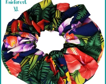 Giant Hawaiian Hair Scrunchie, Coral Rainforest XL