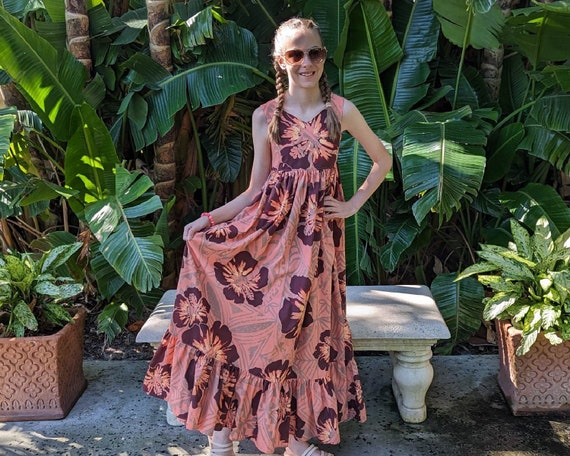 Girls Hawaiian Maxi Dress: Kahakai Open Back Dress - Etsy