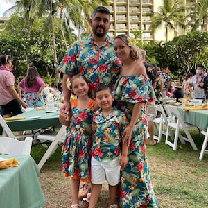 Women&#39;s Off-Shoulder Maxi Dress and/or Men&#39;s Hawaiian Shirt, Rock-A-Hula Luau Collection