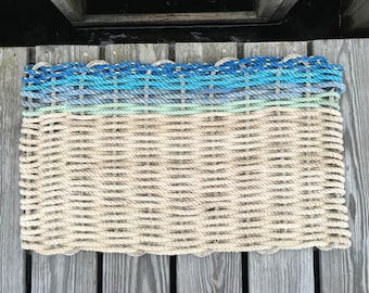 Recycled Lobster Rope Doormat, Handwoven in Maine: Gooch's Wave