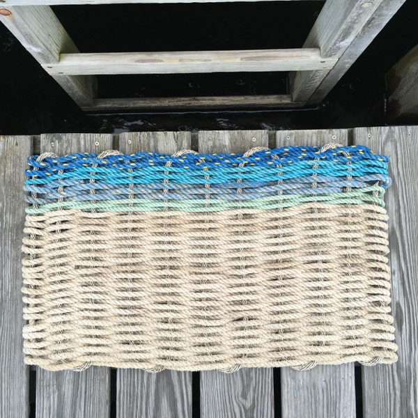 Recycled Lobster Rope Doormat, Handwoven in Maine: Gooch's Wave