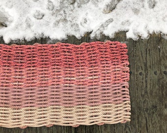 Recycled Lobster Rope Doormat, Handwoven in Maine: Hey Ombré Rose