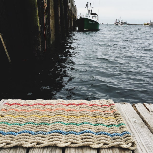 Recycled Lobster Rope Doormat, Handwoven in Maine: Chebeague