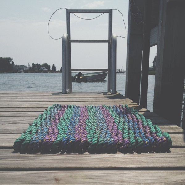 Recycled Lobster Rope Doormat, Handwoven in Maine: Tenants Harbor