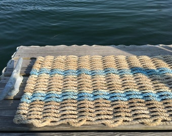 Recycled Lobster RopeDoormat, Handwoven in Maine: Blue Hill