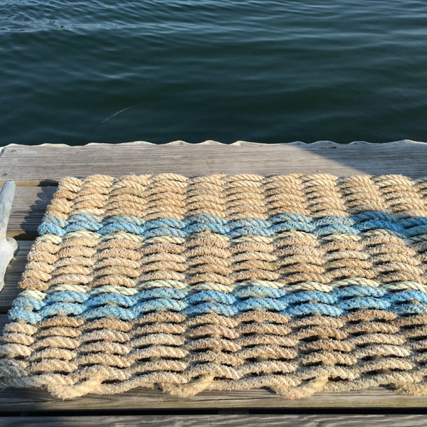 Recycled Lobster RopeDoormat, Handwoven in Maine: Blue Hill