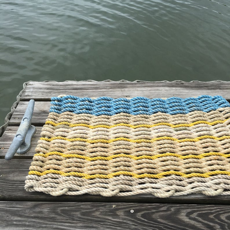 Recycled Lobster Rope Doormat Handwoven in Maine Penobscot Etsy