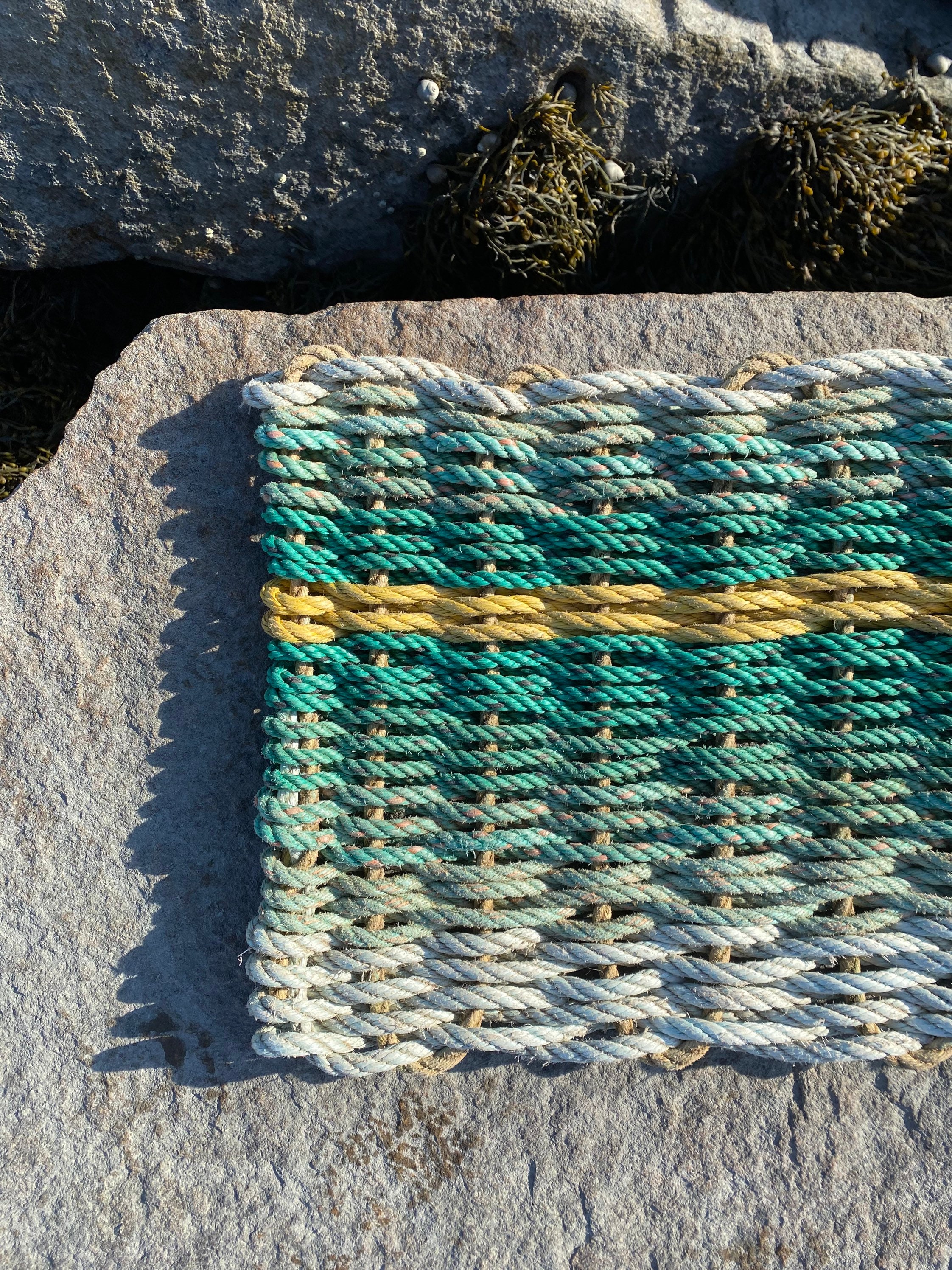 Recycled Lobster Rope Doormat, Handwoven in Maine: Freeport