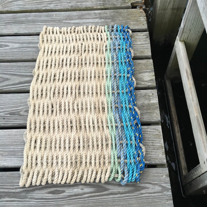 Recycled Lobster Rope Doormat, Handwoven in Maine: Gooch's Wave image 5