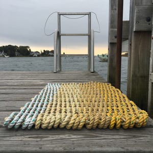 Recycled Lobster Rope Doormat, Handwoven in Maine: Hey Ombre Yellow