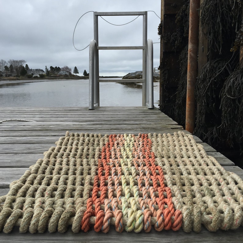 Recycled Lobster Rope Doormat Handwoven in Maine Opechee Etsy