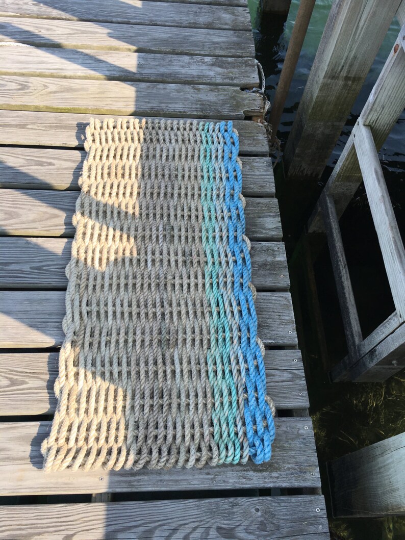 Recycled Lobster Rope Doormat, Handwoven in Maine: Gooch's Wave image 3