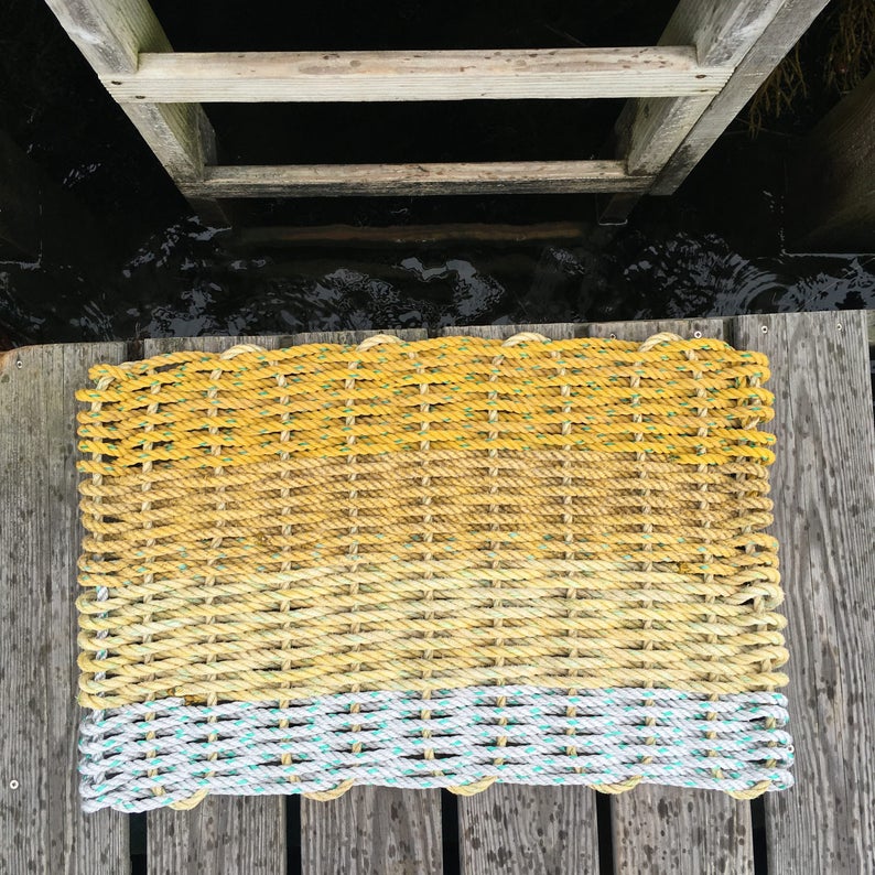 Recycled Lobster Rope Doormat Handwoven in Maine Hey Ombre Etsy
