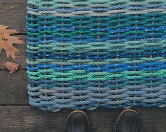 Recycled Lobster Rope Doormat, Handwoven in Maine: Sea