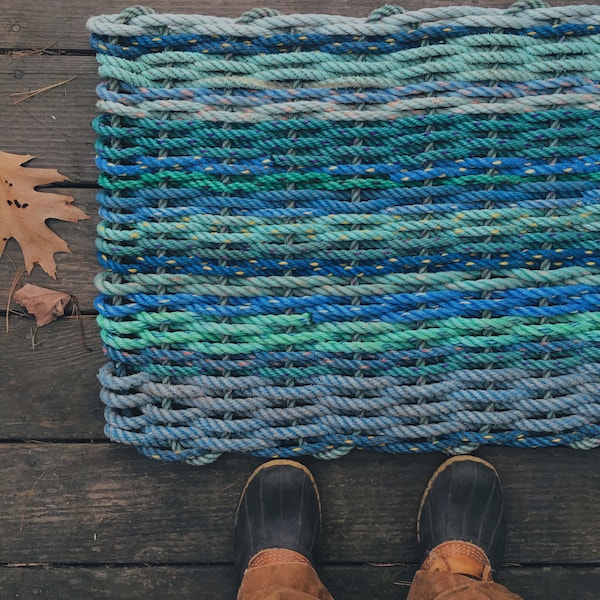 Recycled Lobster Rope Doormat, Handwoven in Maine: Sea