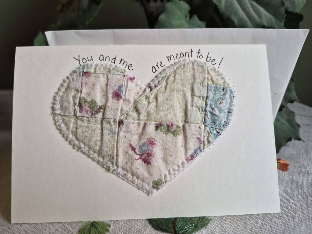 Quilted Heart All Occasion Card, Handmade From Repurposed Quilt, Free ...