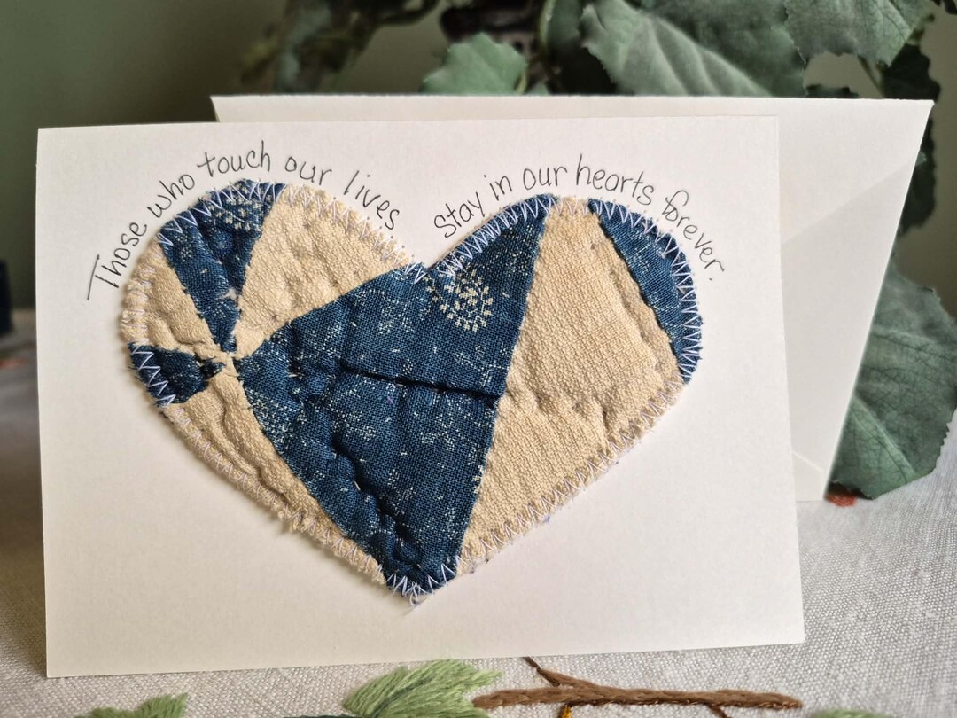 Quilted Heart All Occasion Card, Handmade From Repurposed Quilt, Free ...