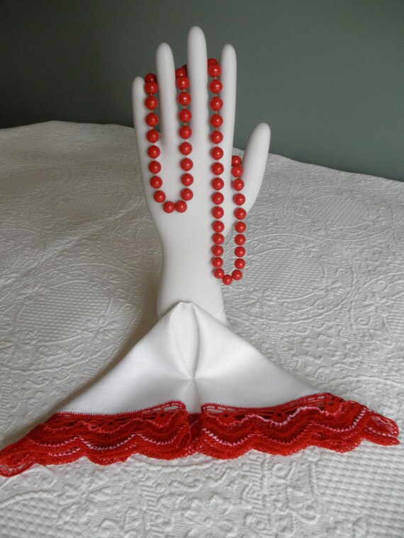 Vintage Hankie White, Linen, Wide Crochet on All … - image 4