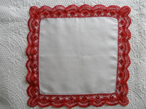 Vintage Hankie White, Linen, Wide Crochet on All … - image 3