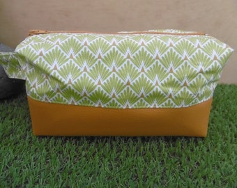 Borsa da bagno o borsa per il trucco bi-materiale similpelle e cotone rivestito