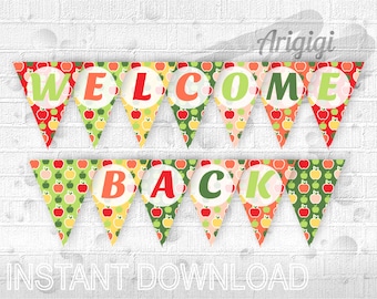 welcome back printable banner colored pencils classroom etsy