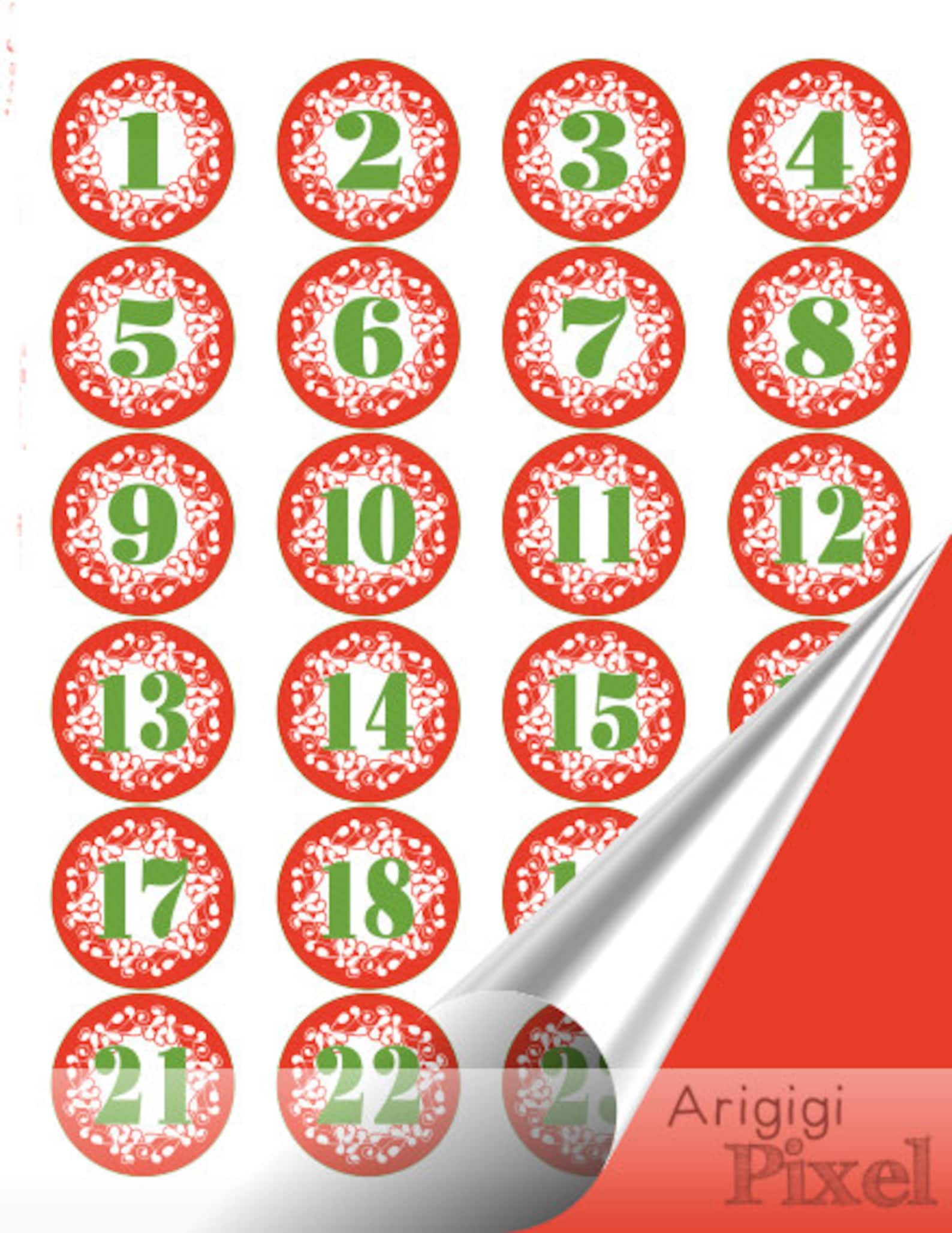 Printable Advent Calendar Numbers 125 Letters MERRY Etsy