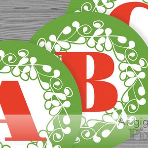 large alphabet number circles christmas red ornate design etsy
