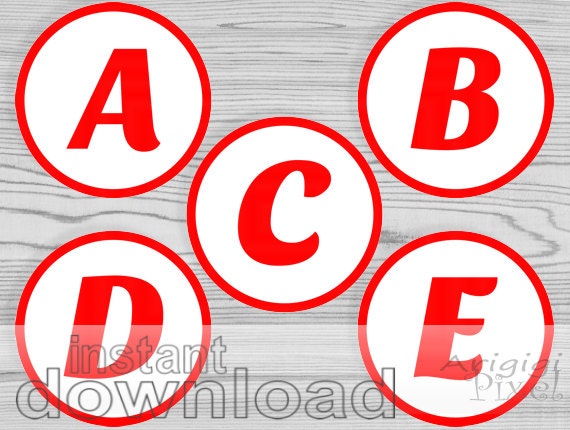 Printable RED Alphabet Letters And Numbers Circles 3 5 Inch