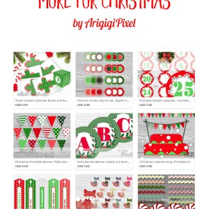 Printable Advent Calendar Countdown Christmas Red Circle Labels with Numbers 1-25 and Letters MERRY CHRISTMAS instant download image 4