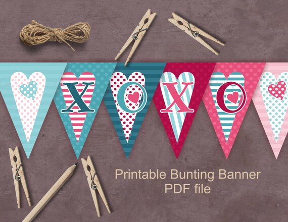 valentine xoxo bunting banner printable valentine s day etsy ireland