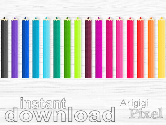 colored pencil clip art rainbow colors, back to school clipart images, small business use clipart, Cyber Monday download Il_570xn