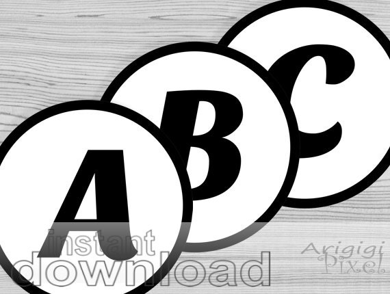 6 inches alphabet number circles black white printable pdf etsy finland