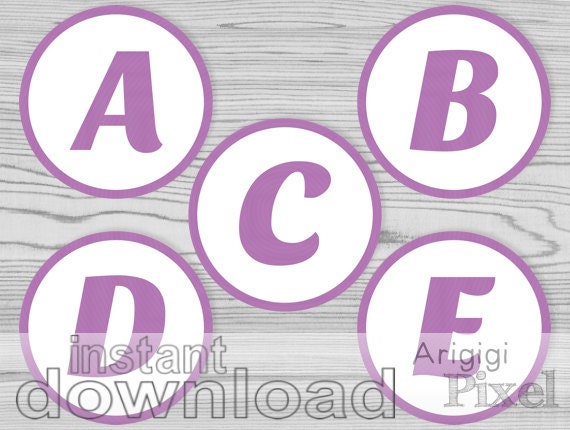 items similar to printable circle alphabet number purple color shade