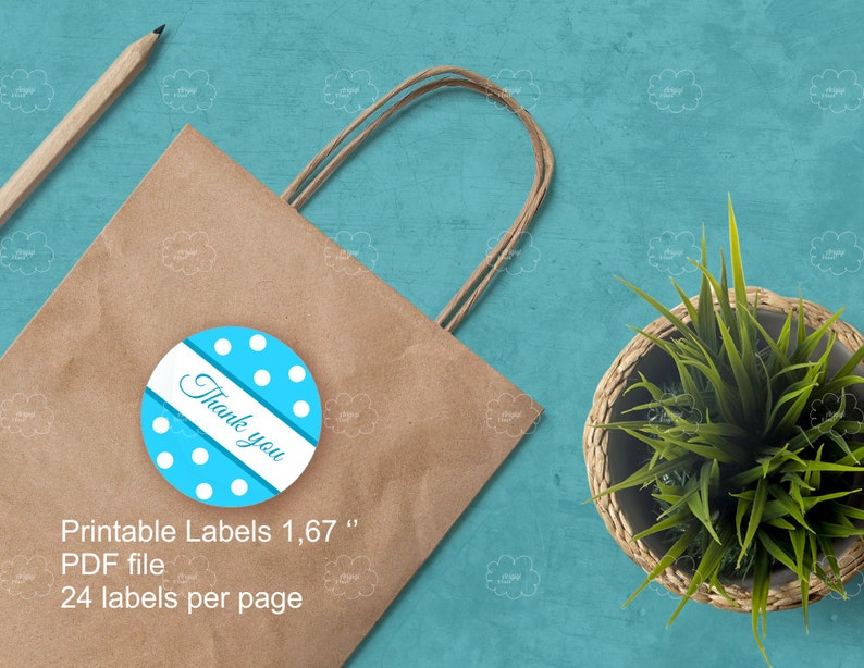 download polka dot stickers printable 1.67/'/' round label with thank you text birthday favor tags customize text yourself for wedding