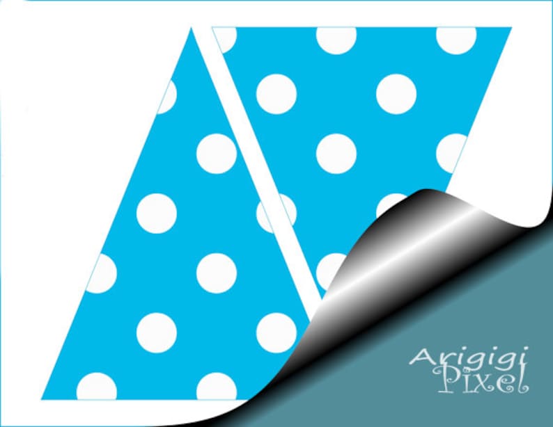 for Birthday Party Baby Shower PDF files Polka Dots /& Stripes Printable Pennants Blue Baby Boy Party Banner