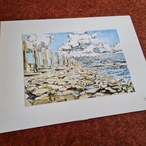 Spiaggia di Llanddulas &quot;Interruttori&quot;. Stampa giclée della scena della spiaggia del Galles del Nord dall&#39;acquerello originale.