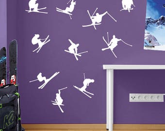 Skiing Ski Snow Jumps Tricks Sports Matt Wall & Window Stickers Decal Kids A12