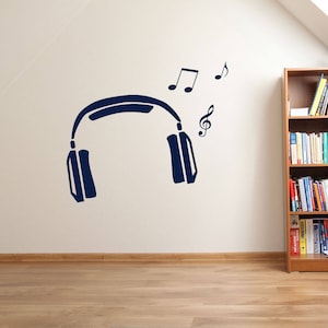 Headphones and Music Notes Wall Sticker A68
