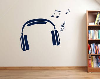 Headphones and Music Notes Wall Sticker A68